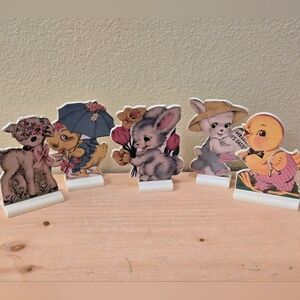 5 Retro Inspired Easter Wooden Stand Up Decor-Easter Table-Tray Decor-Bunny